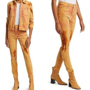 Mother Looker High Rise Tie Dye Corduroy Jeans Size 30 Orange Skinny 10 NWT